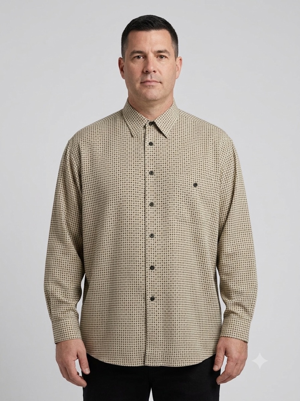 Claiborne Gallery 100% Silk Geometric Print Button Down Shirt Size XL NWT $78